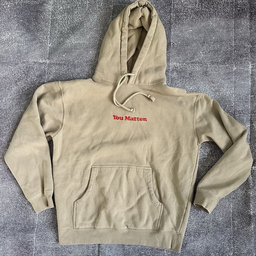 Men's You Matter Demetrius Harmon Khaki Brown Hoodie Pullover Sweatshirt Sz M